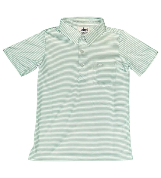 YOUTH Mint Stripe Performance Polo|Saltwater Boys