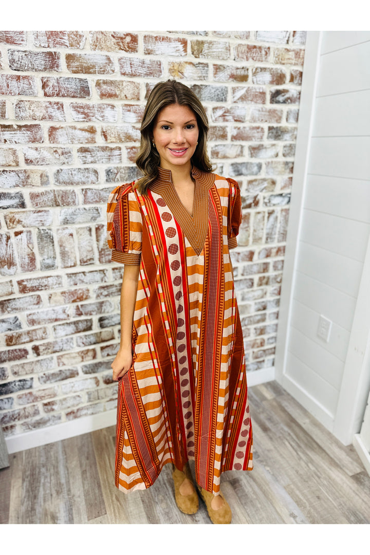 Cinnamon Squares Midi Dress