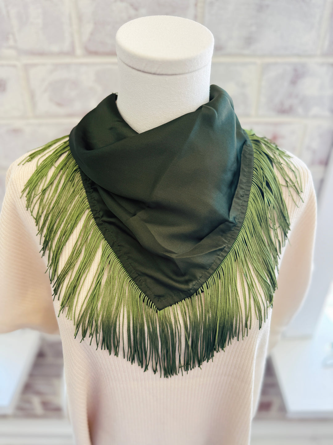 Tatum James | Solid Fringe Scarf - Olive Green