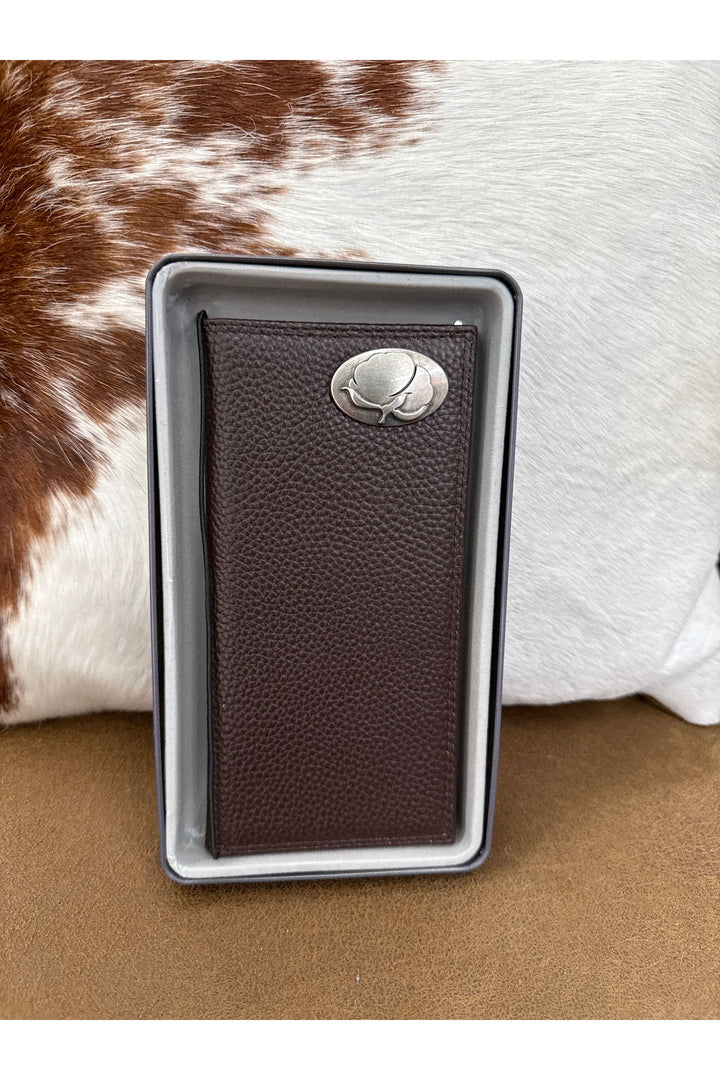 Long Leather Brown Pebble Wallet