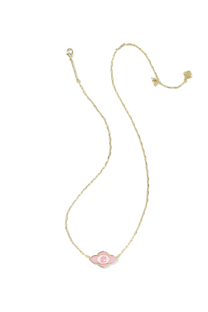 Kendra Scott | Abbie Medallion Gold Short Pendant Necklace - Pink Mix