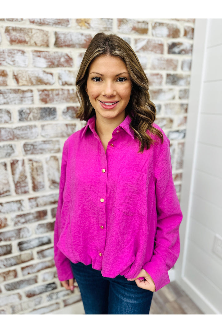 Orchid Suede Bubble Top