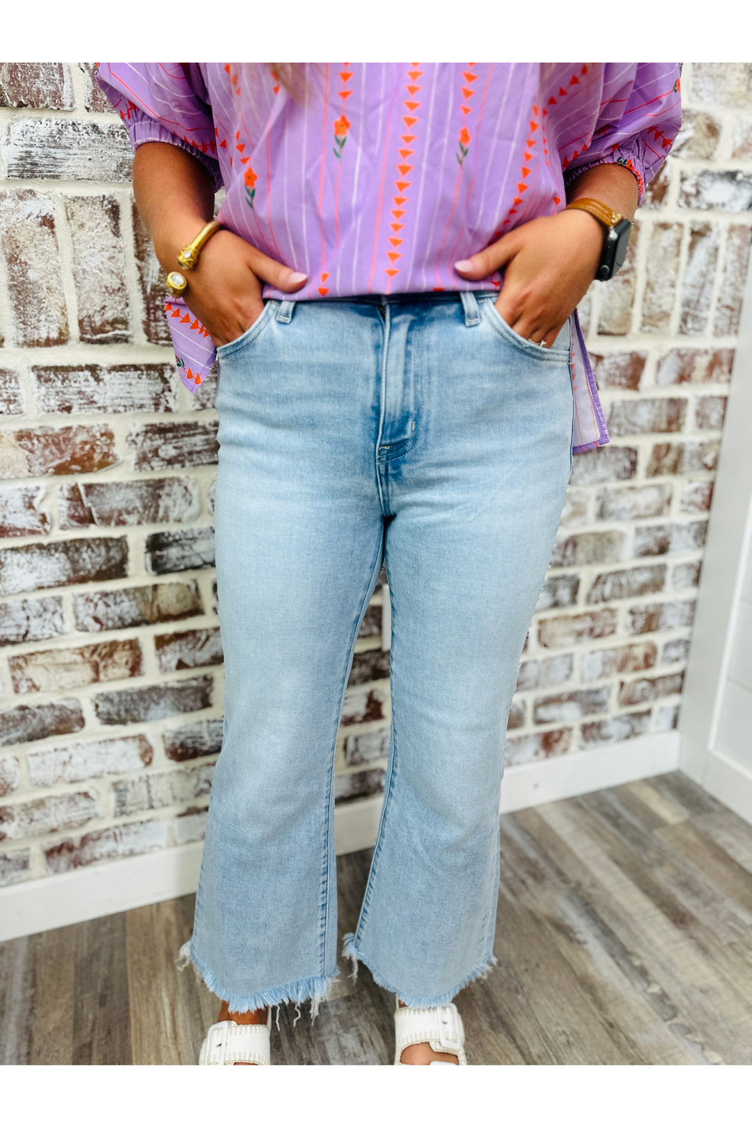 Vervet| High Rise Easy Flare Crop Jeans