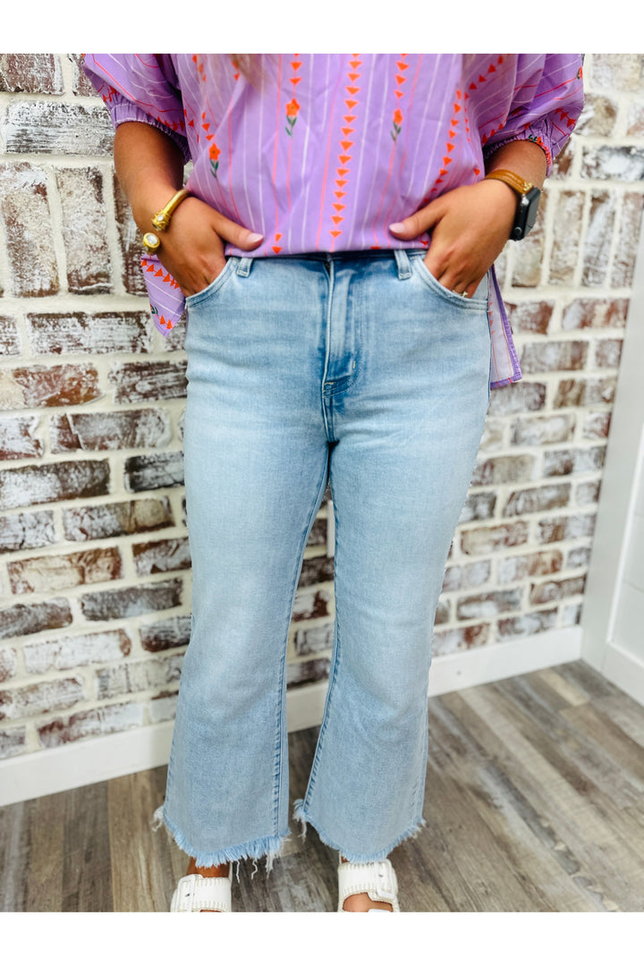 Vervet| High Rise Easy Flare Crop Jeans