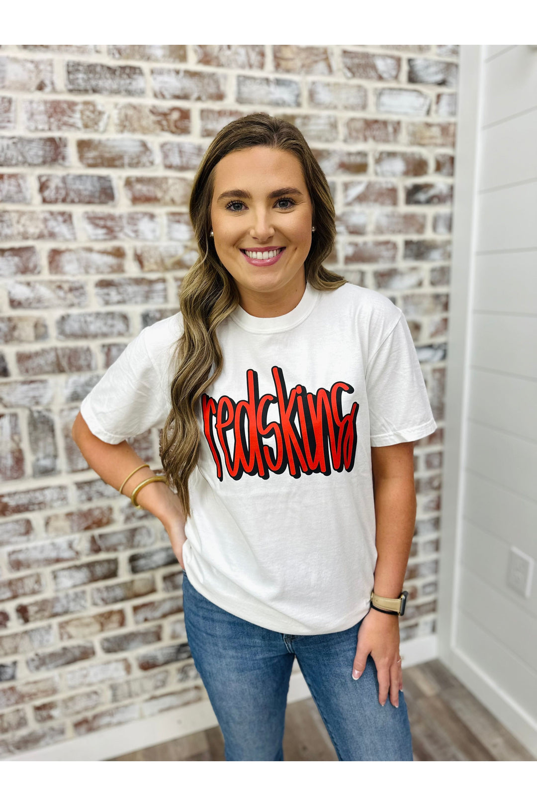 Redskins letters on white tee 