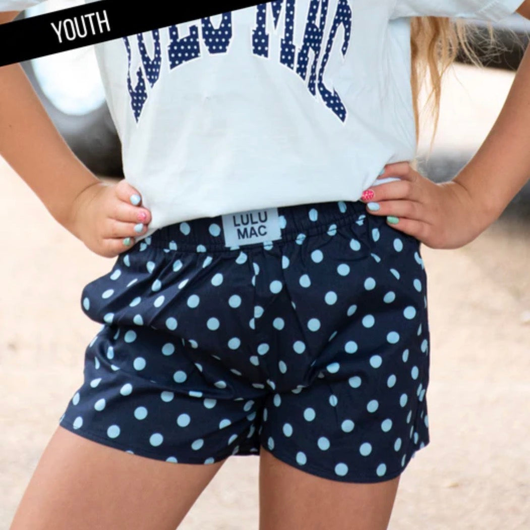 YOUTH LULU MAC| Navy/Light Blue Polka Dot Shorts