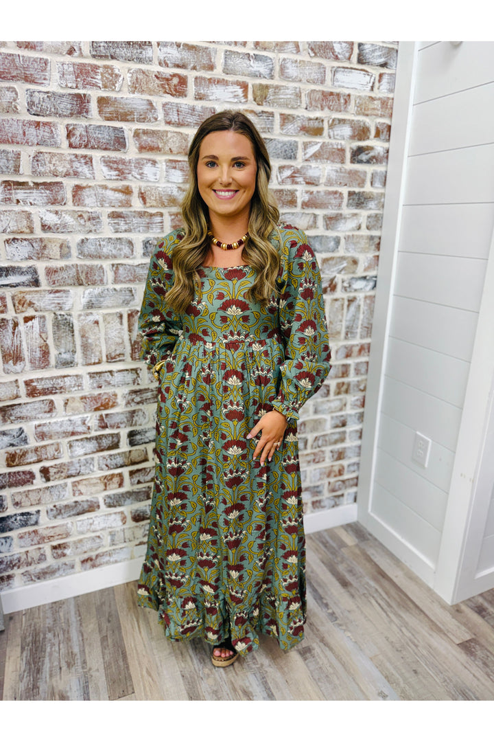 Autumn Garden Floral Maxi Dress
