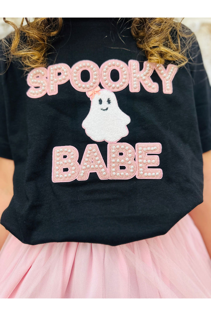 Youth Spooky Babe Patch Halloween Short Sleeve Tee