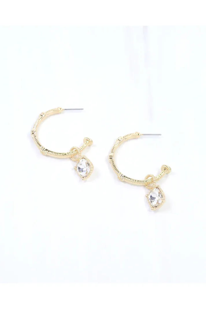 Anika Textured Medium Hoop With Dangle Clear