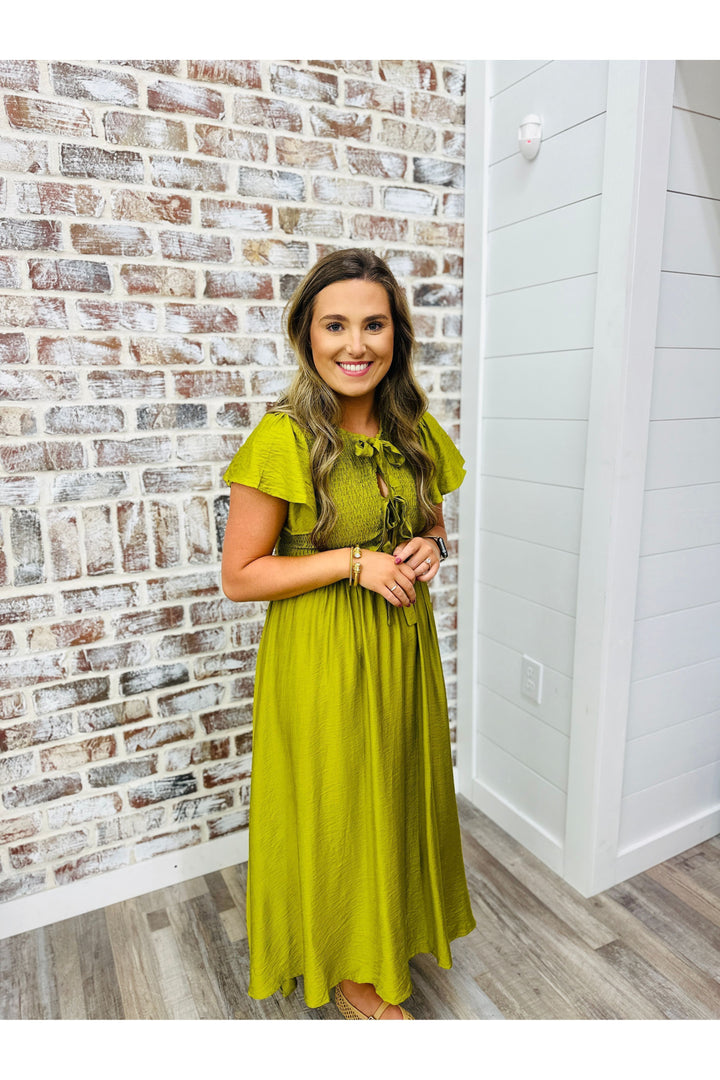 Deep Lime Midi Dress