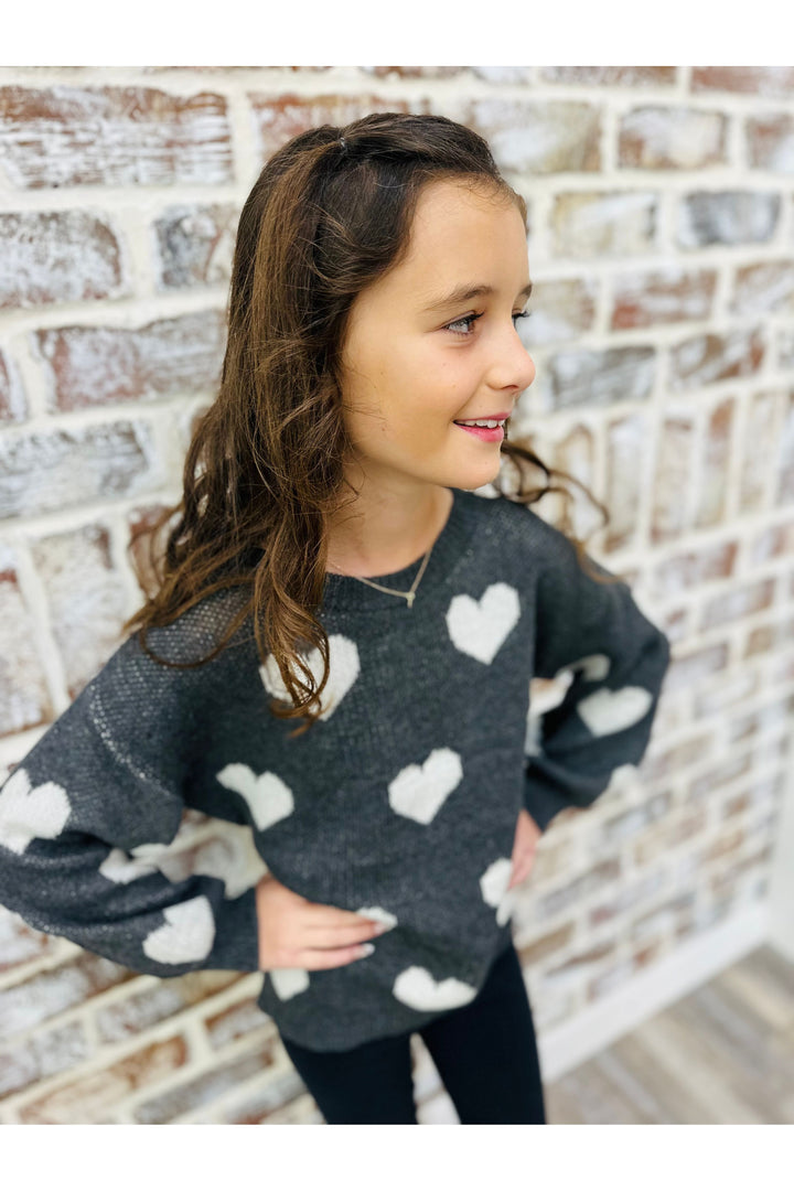 Youth Grey Heart Sweater