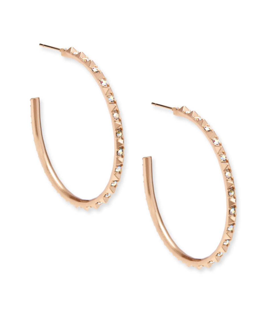 Kendra Scott| VERONICA HOOP EARRINGS ROSE GOLD IRIDESCENT CRYSTAL