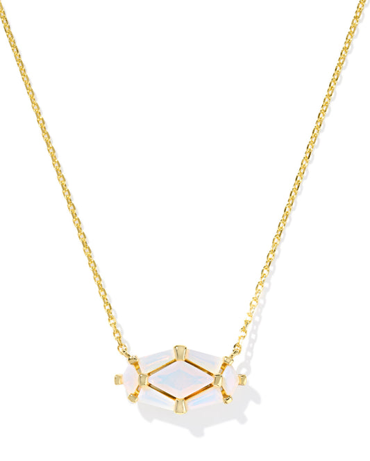 Kendra Scott| LINDY RAE ELISA SHORT PENDANT NECKLACE GOLD WHITE OPALITE CRYSTAL
