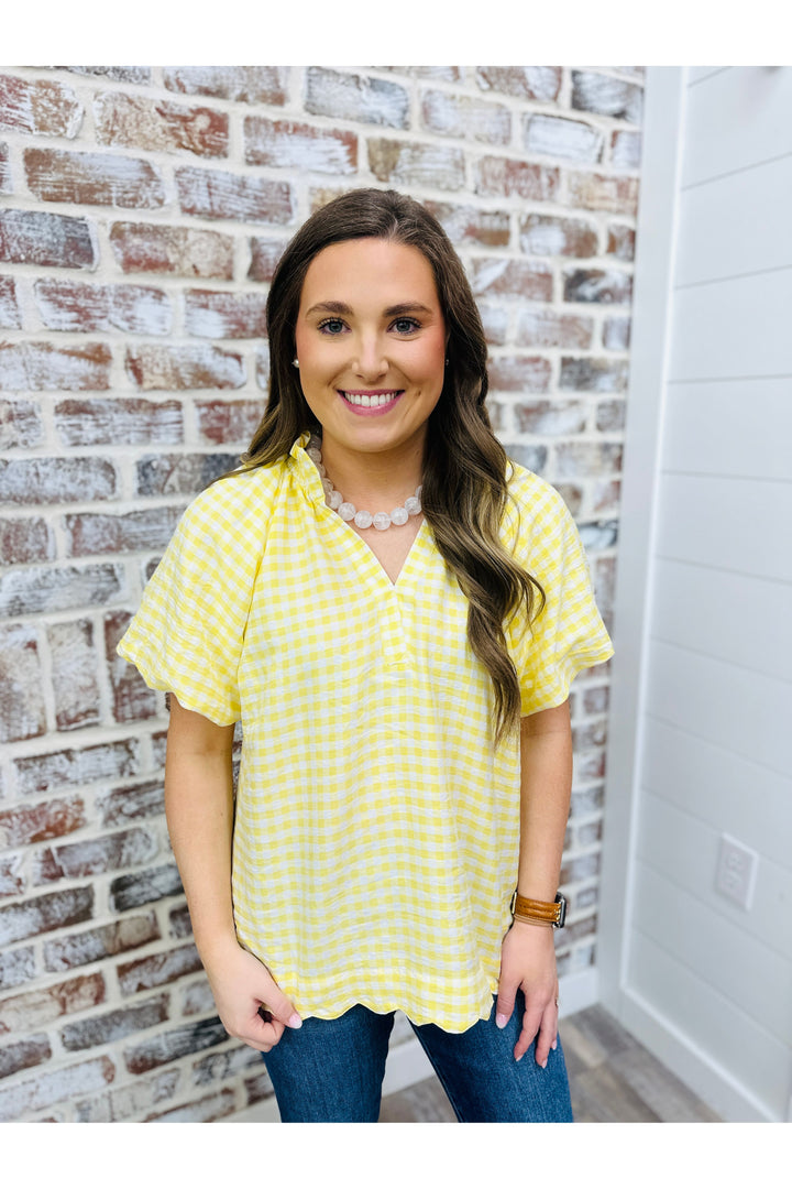 Lemon Gingham Top