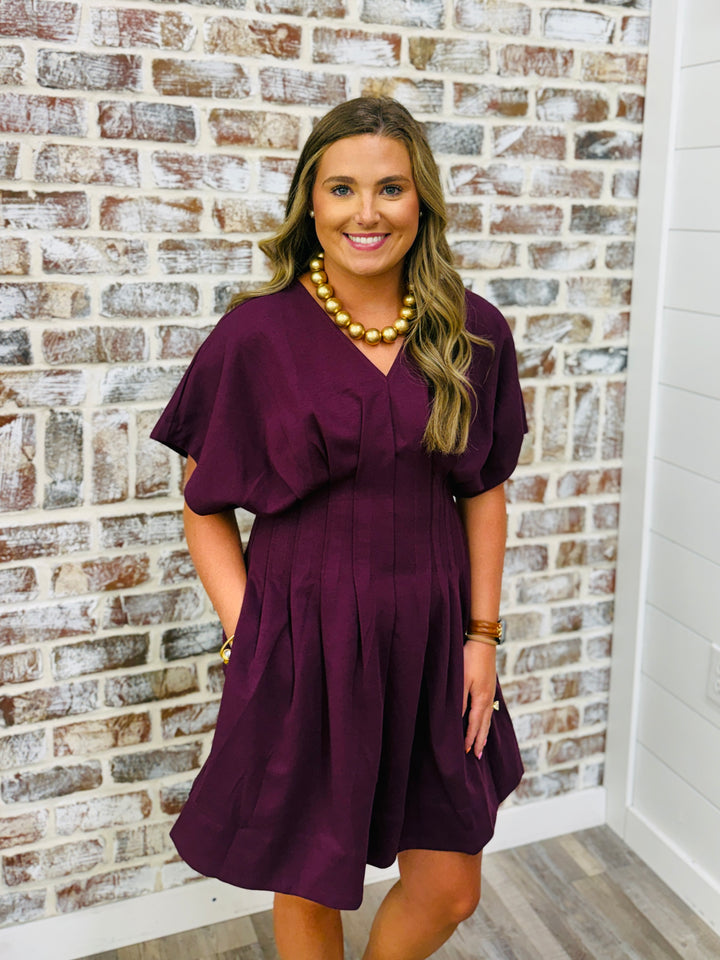 Pleated In Plum Dress