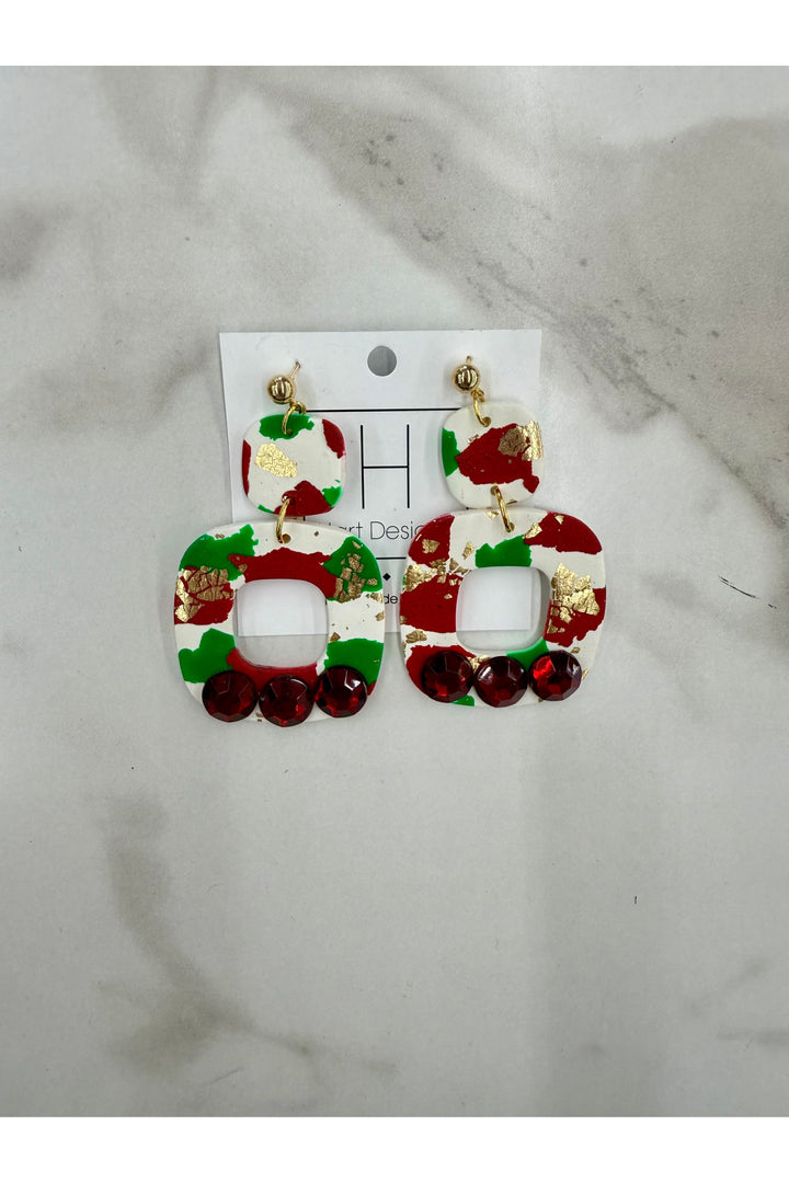 Christmas paint splatter earrings