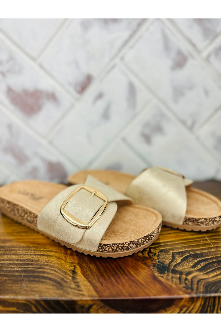 Corkys | Road Trip - Gold Slide Sandal