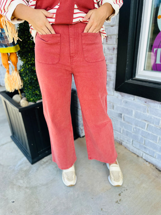 Rust Wide Leg Pants