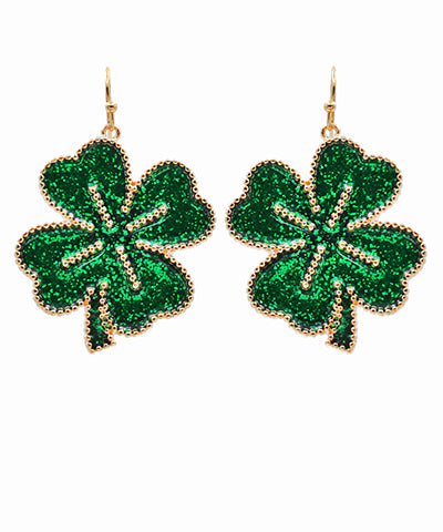 Glitter 4 Leaf Clover Earrings