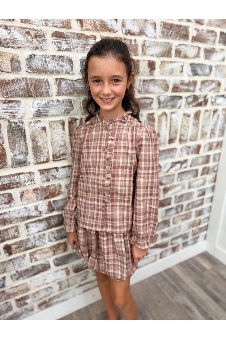Youth | Ruffle Placket Button Up Shirt