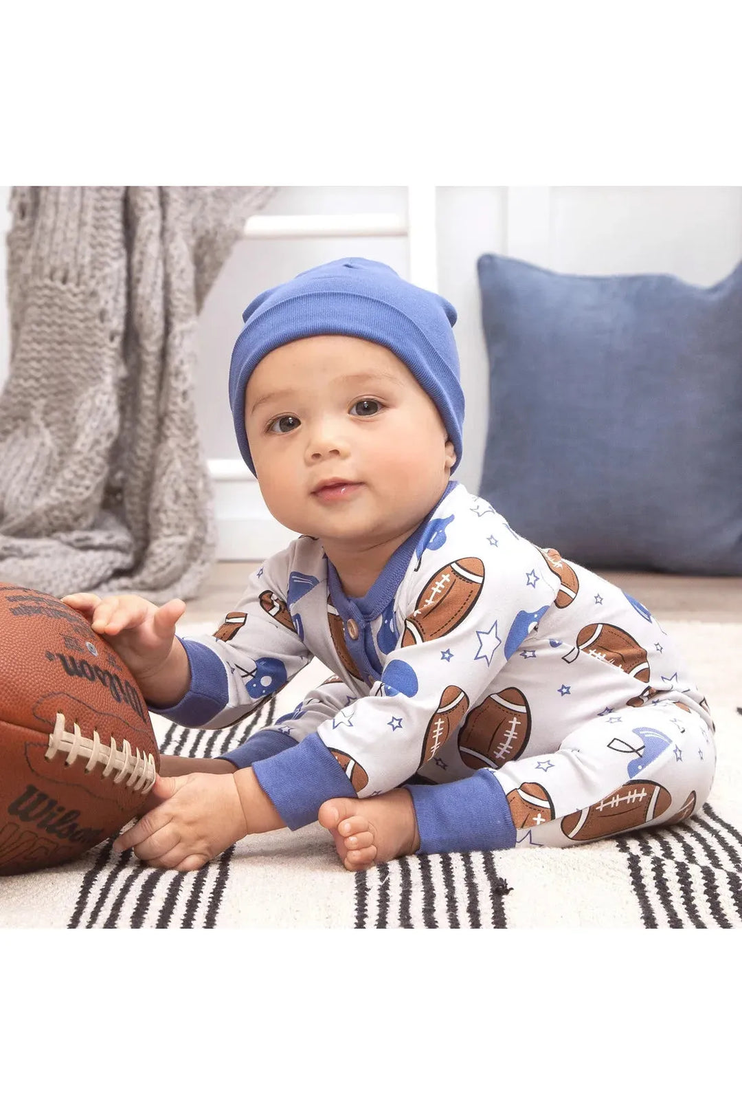Baby Boy's Game Day Football Bamboo Romper