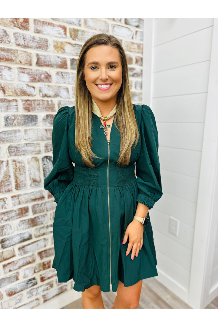 Pine Green Zipped Dress