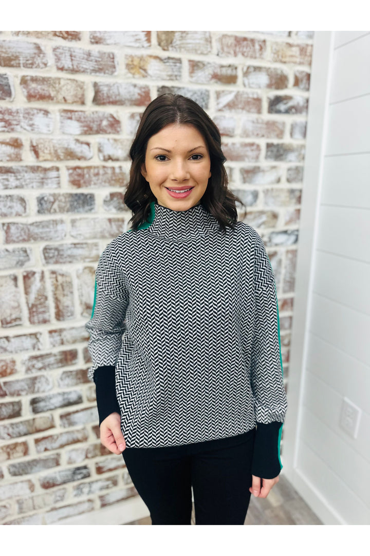 Printed Turtleneck Sweater