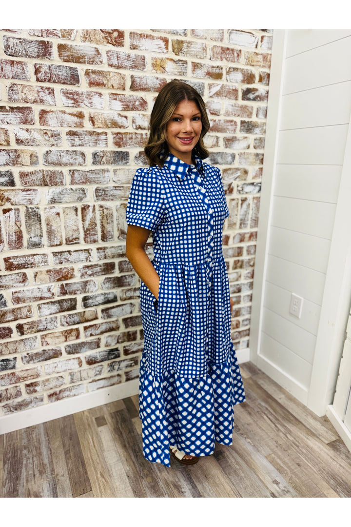 Mary Square| Jema Dress | Gingham Mix Navy