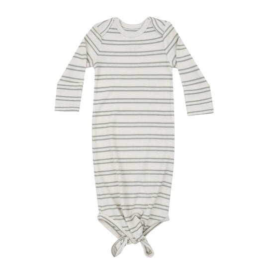 Ribbed Stripe - Desert Sage - Knotted Gown 0-3m