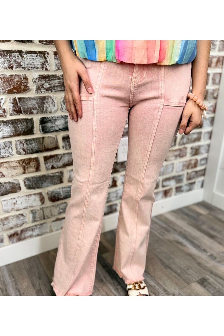 Pink~ High Rise Seam Bootcut Jeans