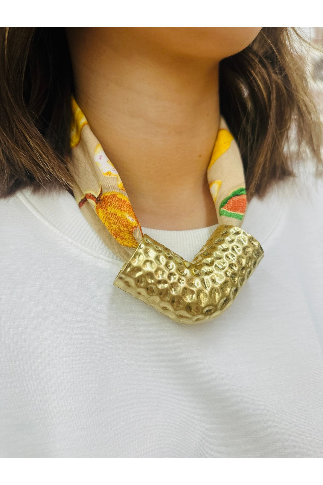Print in Gold Scarf Necklace