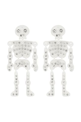 White Rhinestone Skeleton Earrings