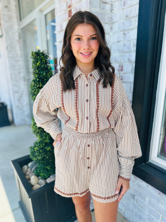 Mocha Stripes Romper