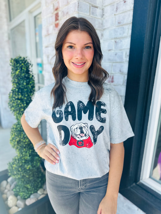 Game Day Bulldogs Acid Washed Tee