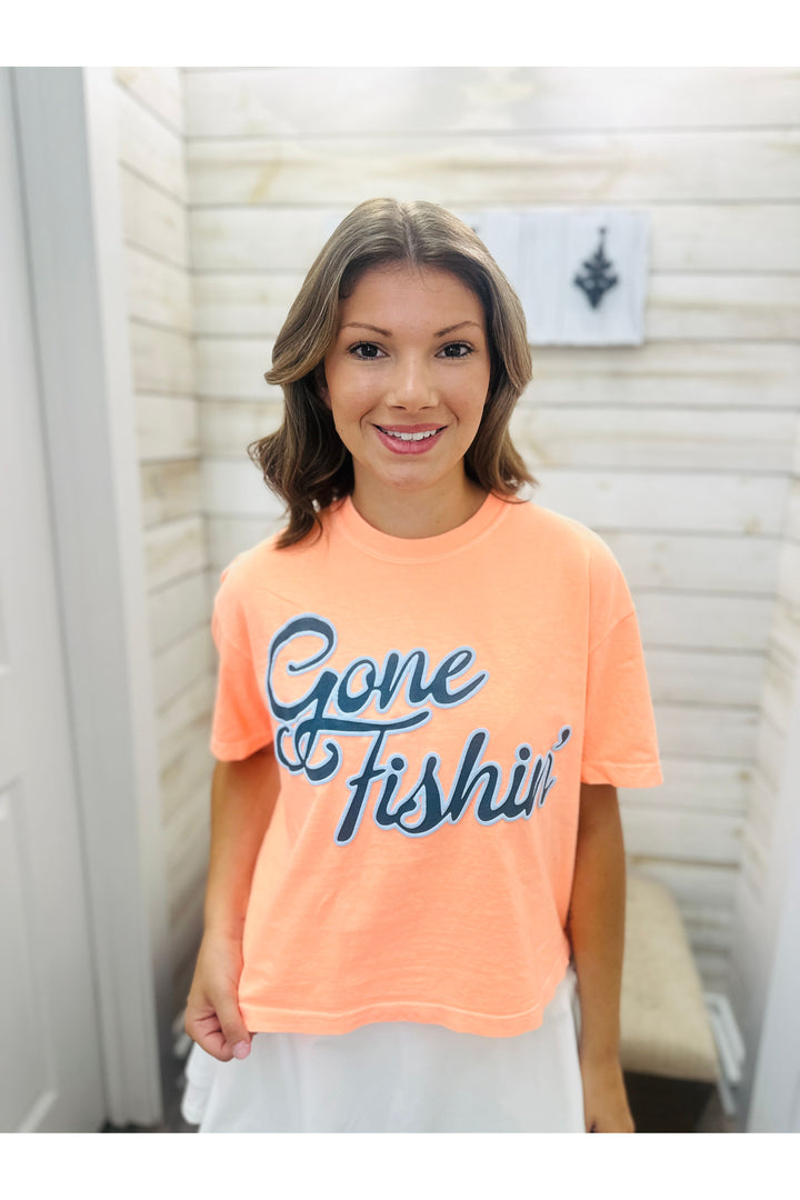 Gone Fishin’ Cropped Tee