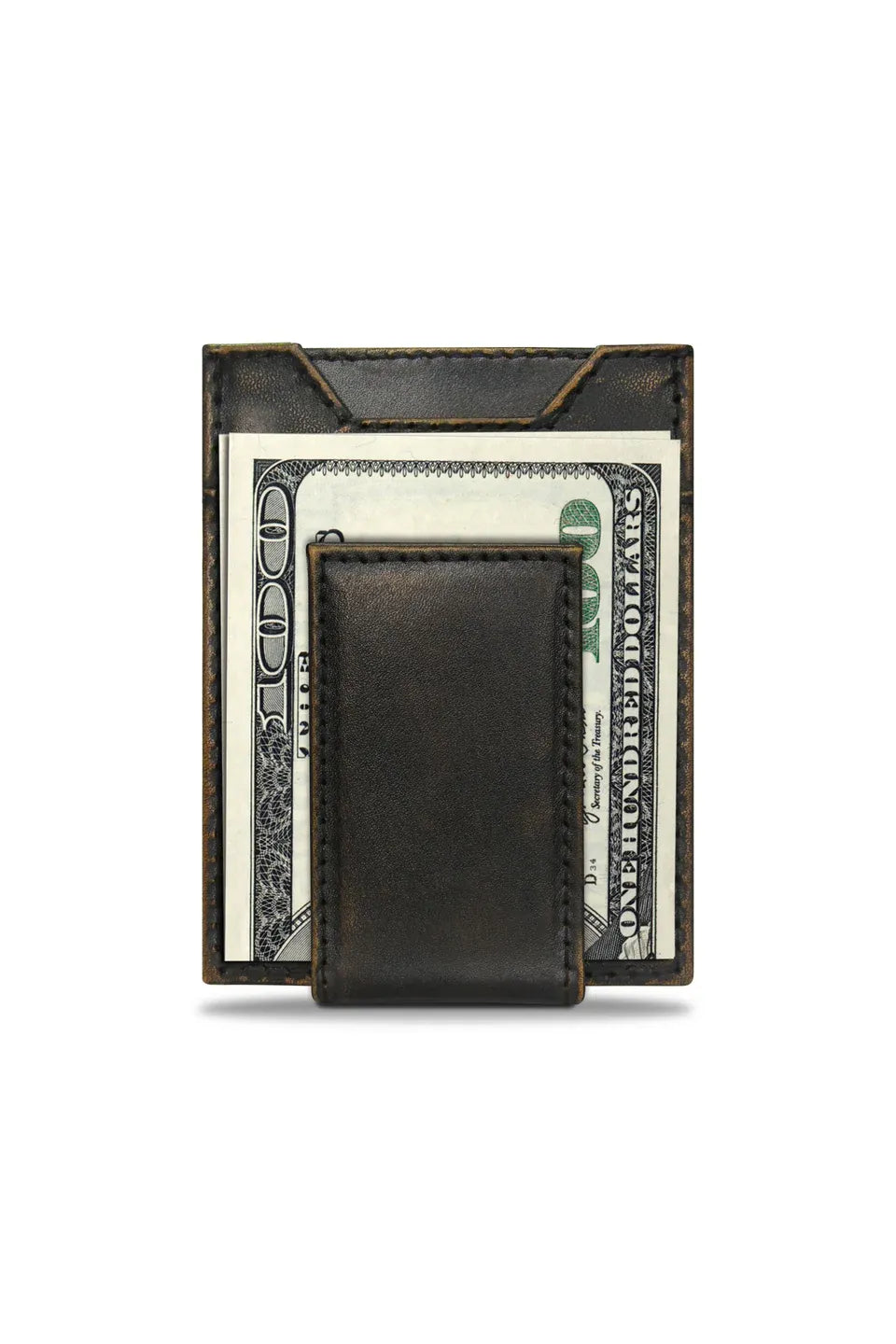 AMERICAN FLAG BURNISHED LEATHER MAGNETIC FRONT POCKET WALLET