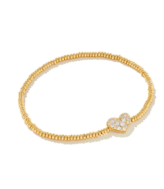 Kendra Scott| ARI HEART PAVE STRETCH BRACELET GOLD WHITE CRYSTAL