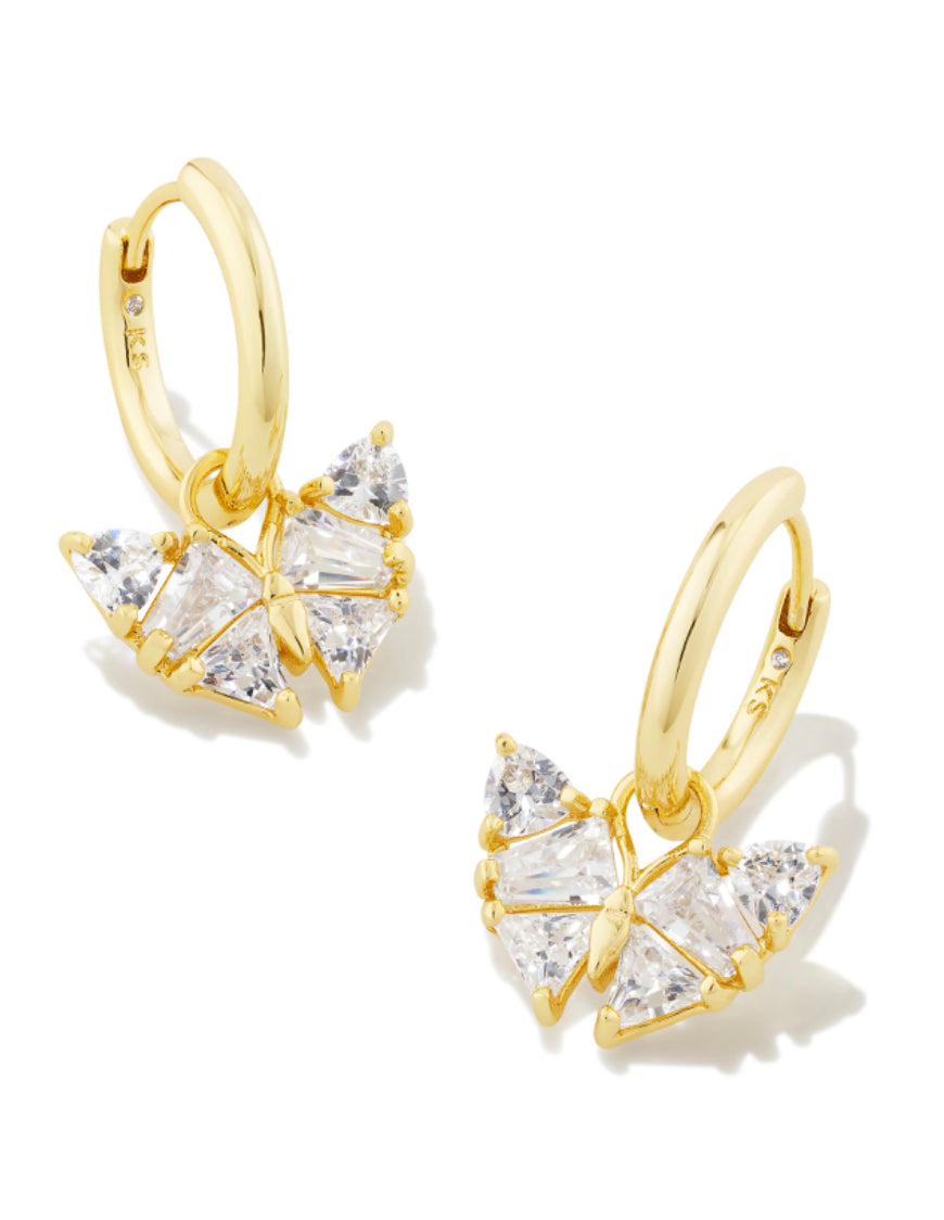 Kendra Scott| BLAIR BUTTERFLY HUGGIE EARRINGS GOLD WHITE CZ