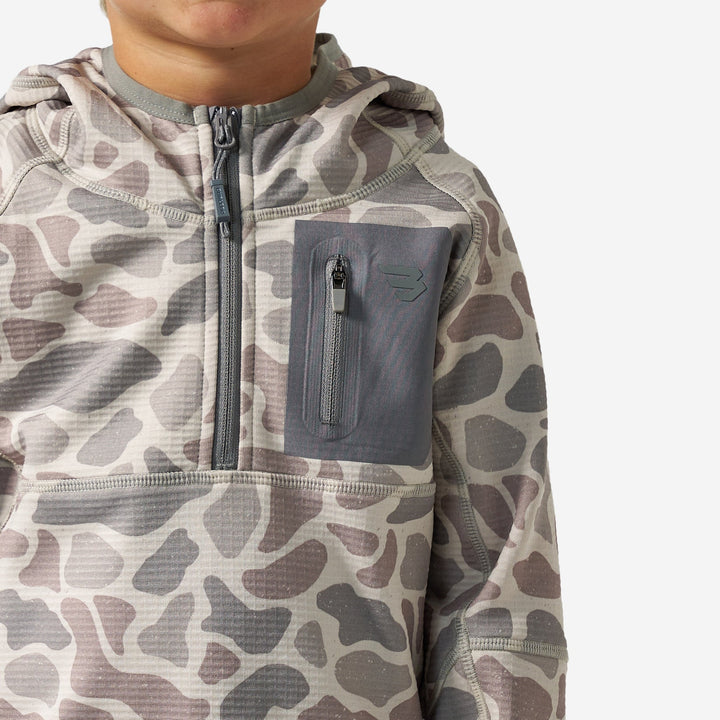 Burlebo | Youth Blaze Tech - Quarter Zip - Classic Deer Camo
