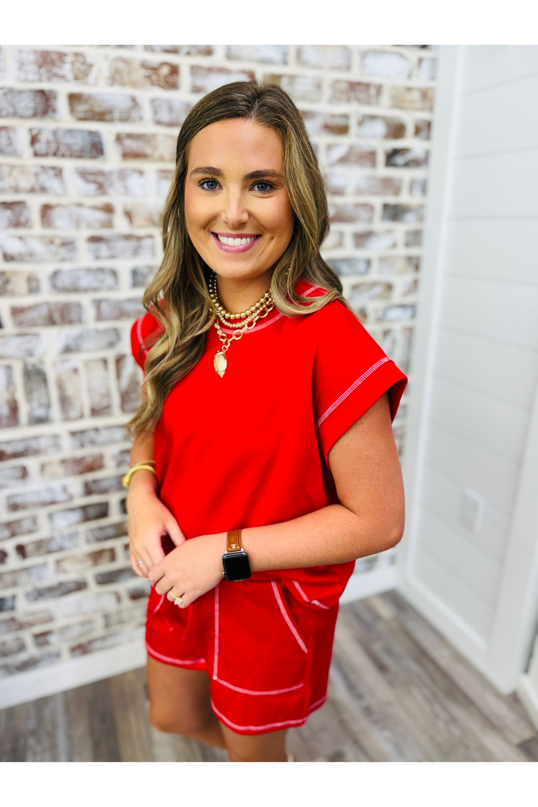 Red Contrast Stitch Set