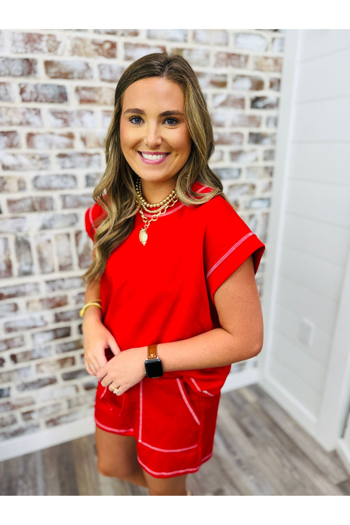 Red Contrast Stitch Set