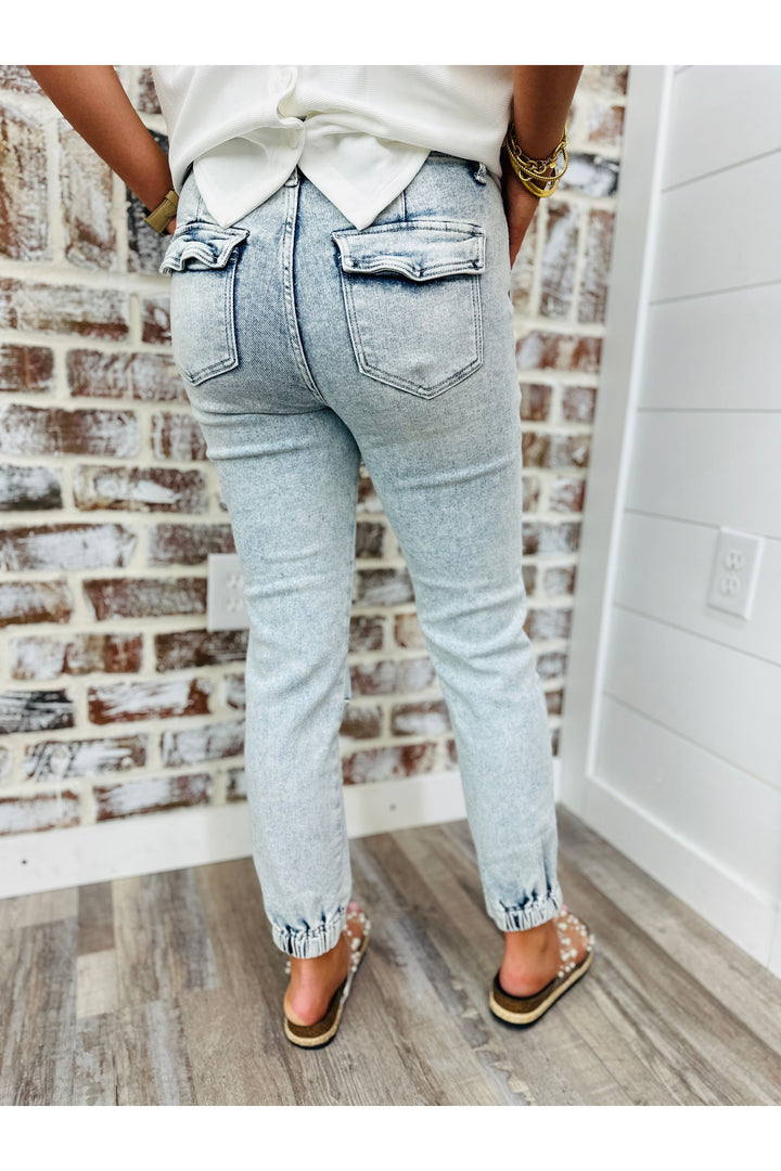 Acid Wash High Rise Jogger Jean