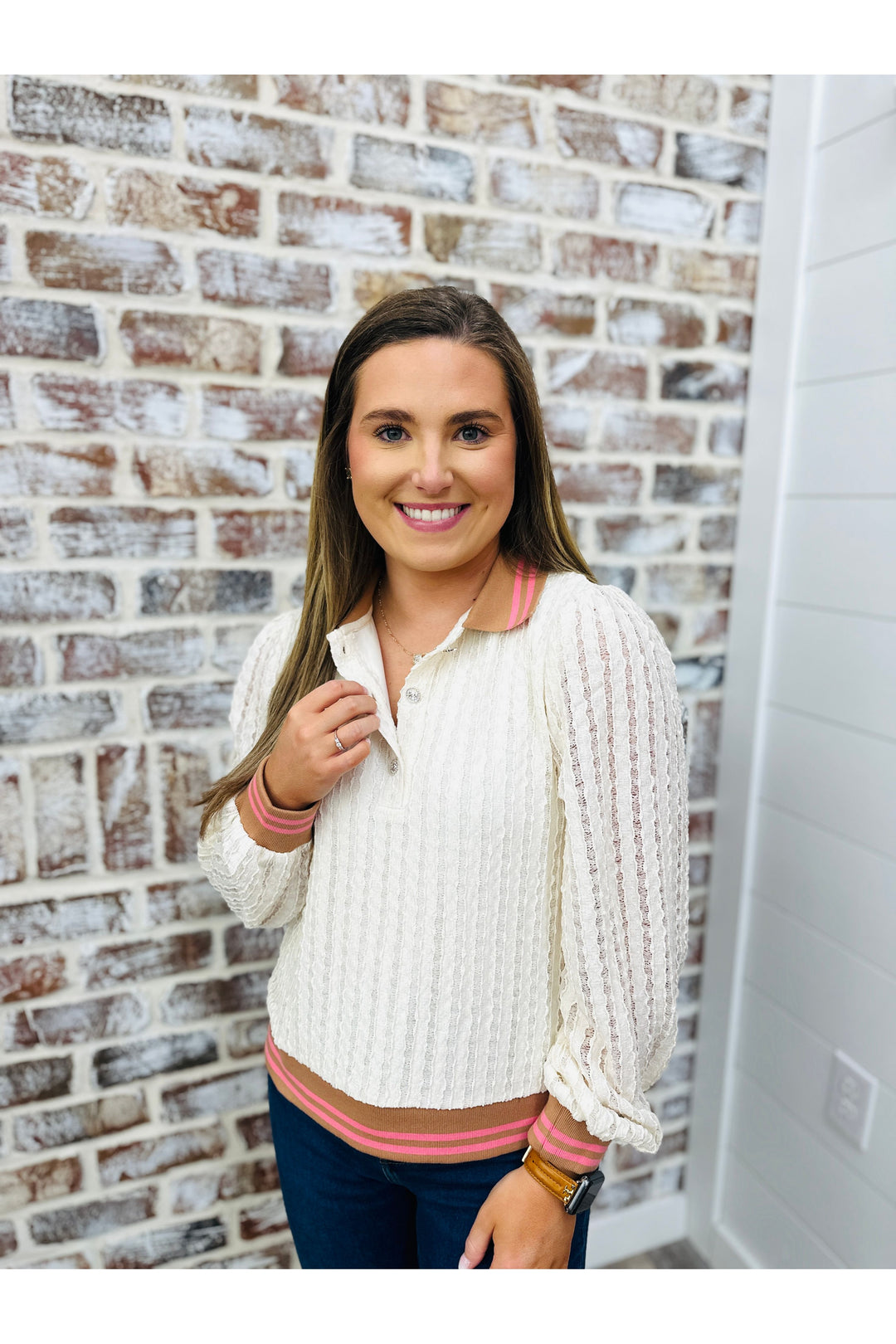 Varsity Sweetheart Textured Top