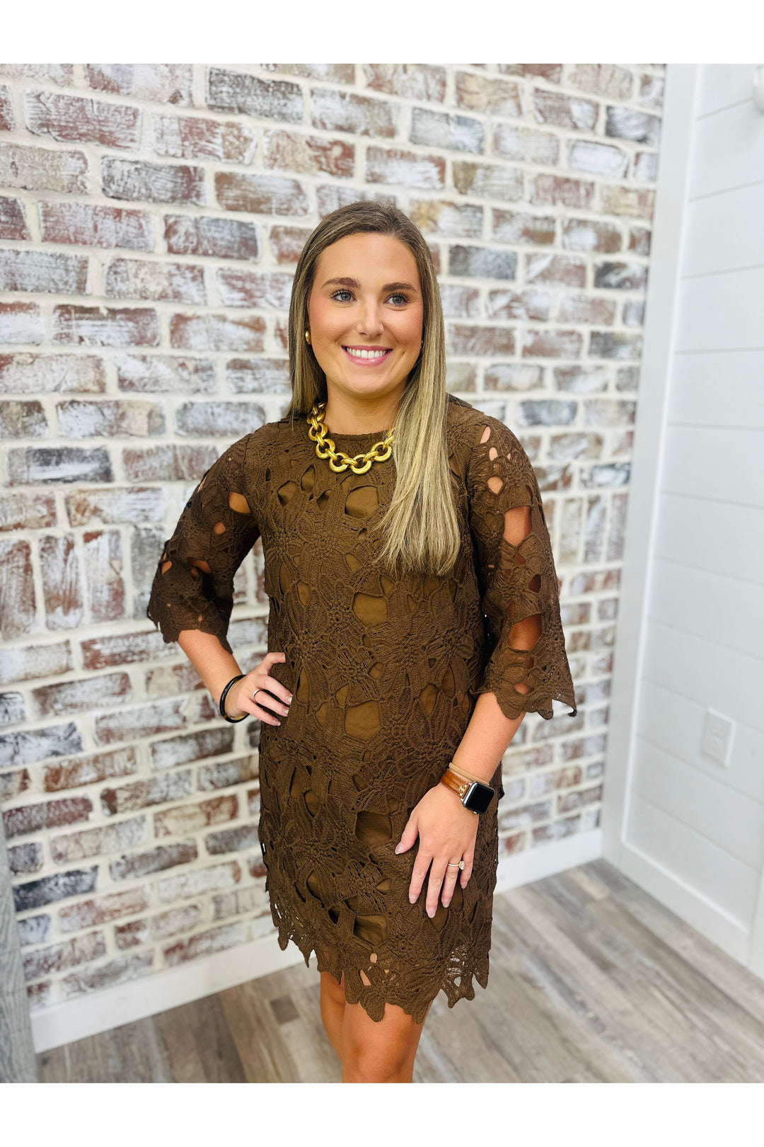 Chocolate Lace Crochet Dress