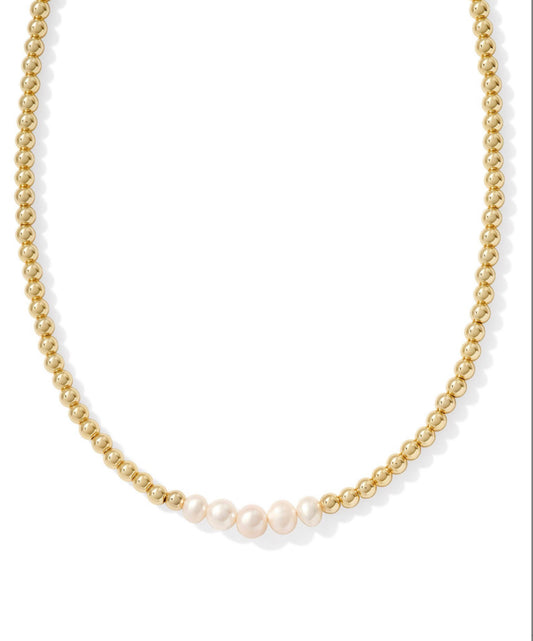 Kendra Scott| EVE BEADED STRAND NECKLACE GOLD WHITE PEARL