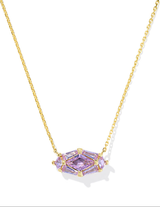 Kendra Scott| LINDY RAE ELISA SHORT PENDANT NECKLACE GOLD VIOLET CRYSTAL