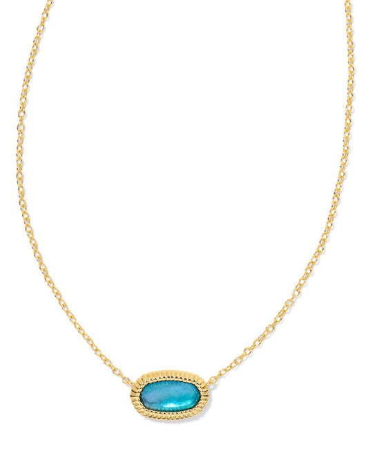 Kendra Scott| ELISA RIDGE FRAME SHORT PENDANT NECKLACE GOLD INDIGO WATERCOLOR ILLUSION