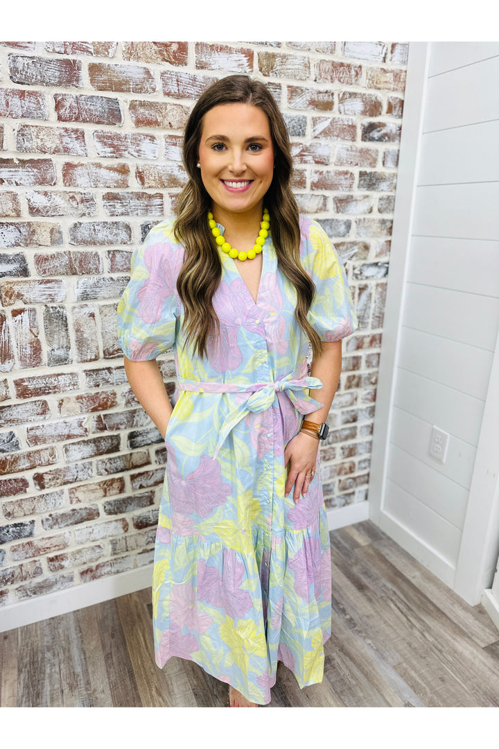Pastel Petals Midi Dress