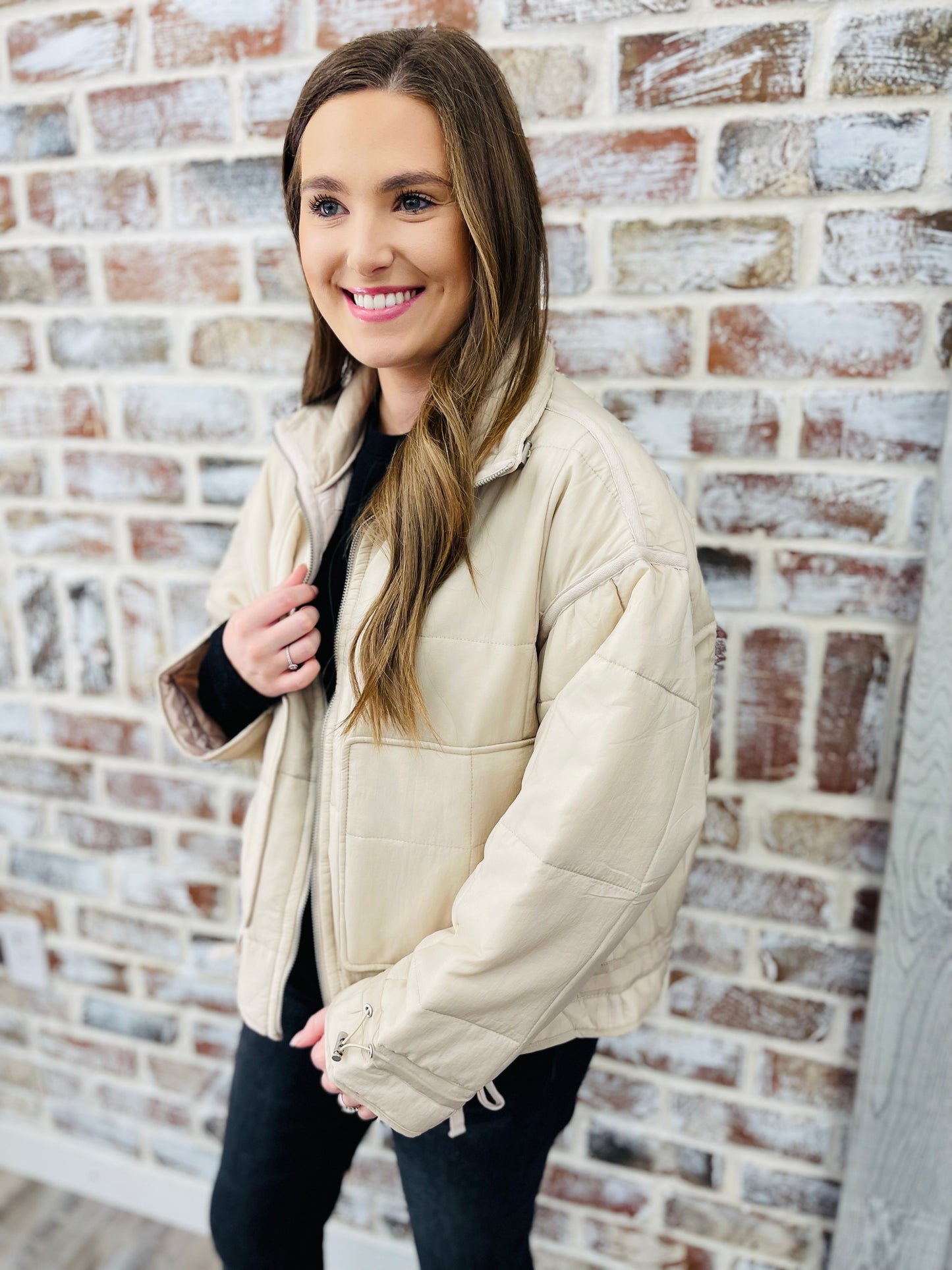 Bone Quilted Zip Jacket