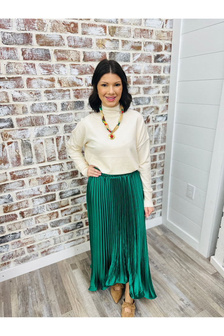 Mistletoe Magic Pleated Midi Skirt